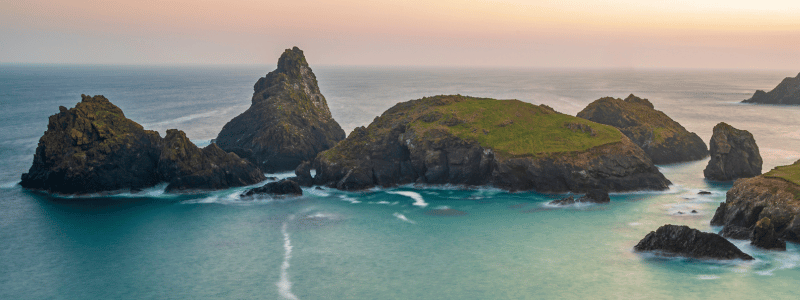 Beautiful sea stacks on the south west coast path