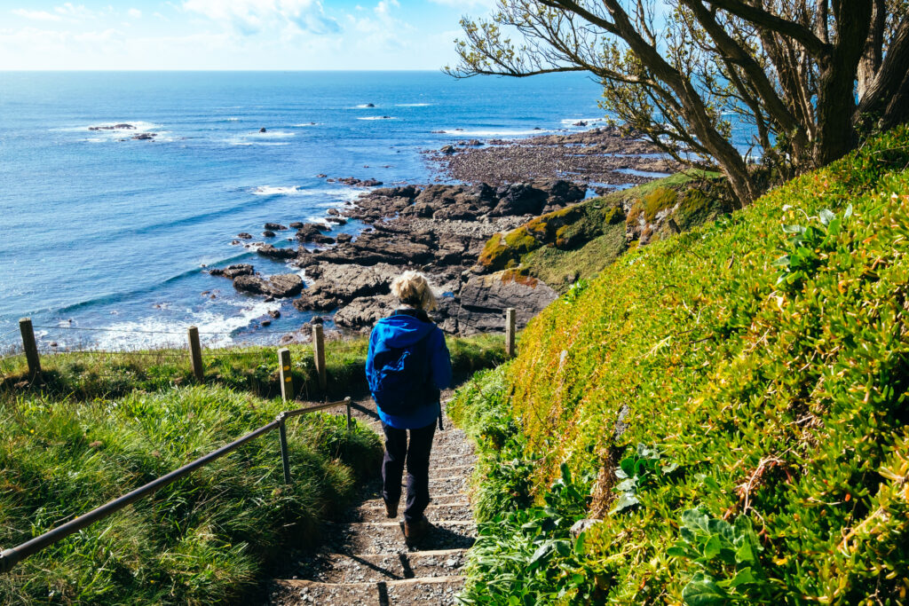 Walking down the South West Coast Path to the sea