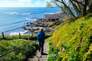 Walking down the South West Coast Path to the sea