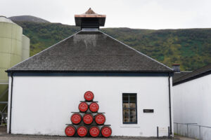 Barrels outside the Isle of Arran Distillery near Lochranza