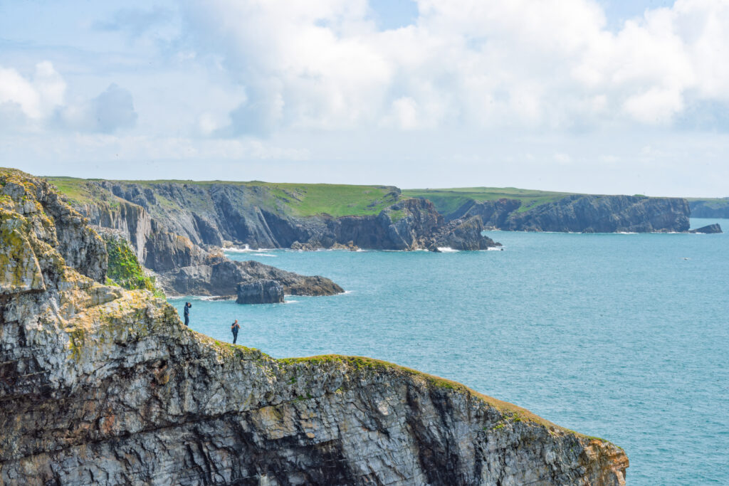 Walkers admiring the view on the Pembrokeshire Coast Path